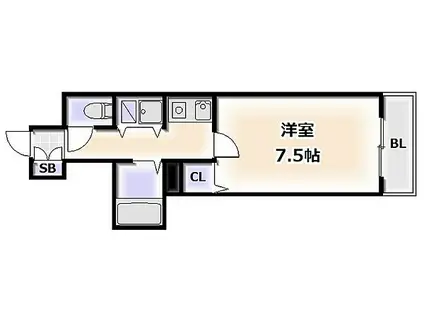 大阪メトロ千日前線 桜川駅(大阪) 徒歩7分 10階建 築23年(1K/6階)の間取り写真
