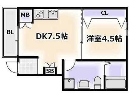 大阪メトロ四つ橋線 玉出駅 徒歩5分 3階建 築11年(1DK)の間取り写真