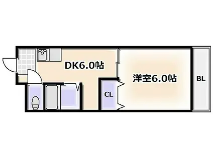 大阪メトロ堺筋線 恵美須町駅 徒歩3分 10階建 築39年(1DK/2階)の間取り写真