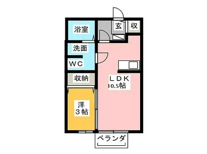 セジュールティアナ(1LDK/1階)の間取り写真