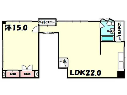 第2スカイマンション(1LDK/3階)の間取り写真