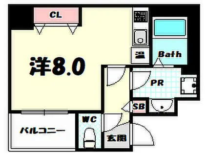 アスヴェル神戸元町II(1K/4階)の間取り写真