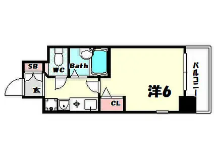 エステムコート神戸三宮山手センティール(1K/4階)の間取り写真