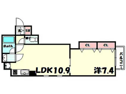 アミーグランコート三宮(1LDK/8階)の間取り写真