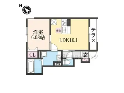 秀豊4号館(1LDK/1階)の間取り写真