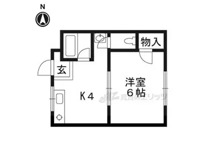 和プレジデント桃山(1DK/3階)の間取り写真