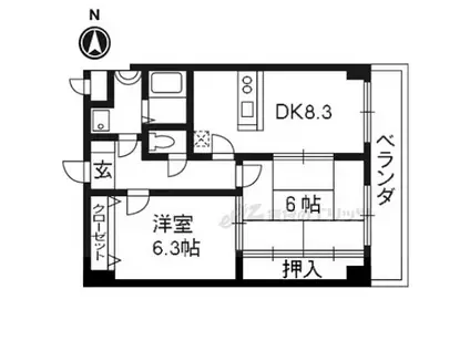 コスモスフローラ醍醐(2LDK/5階)の間取り写真