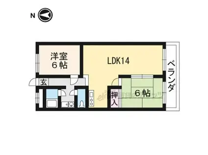 京阪本線 龍谷大前深草駅 徒歩10分 5階建 築43年(2LDK/3階)の間取り写真