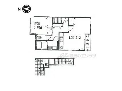 ピュアティハイム サウス(1LDK/2階)の間取り写真