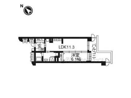 ジュネット京都 久我の杜(1LDK/5階)の間取り写真