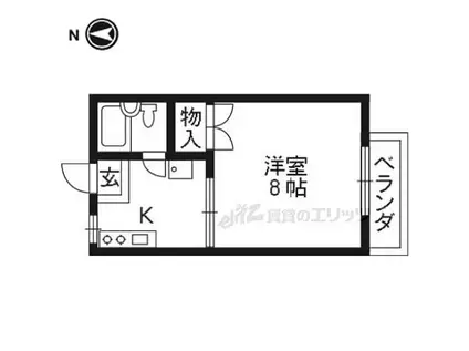 北尾ハイツI(1K/1階)の間取り写真