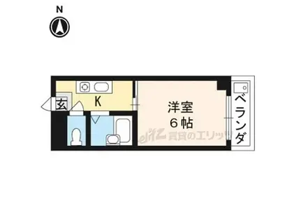 伏見上野ハイツ(1K/2階)の間取り写真