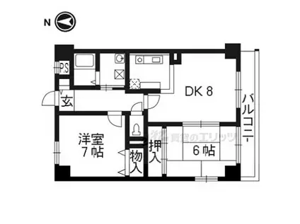 カサ・デ・高ノ手(2LDK/4階)の間取り写真