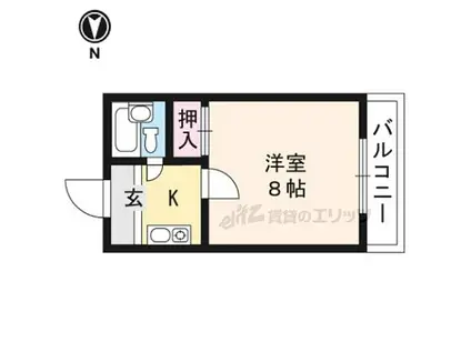 京阪本線 丹波橋駅 徒歩8分 4階建 築39年(1K/2階)の間取り写真