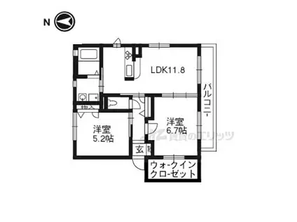 シャーメゾン田内C棟(2LDK/2階)の間取り写真