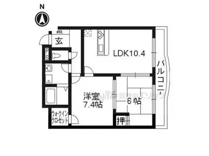 京阪本線 丹波橋駅 徒歩11分 5階建 築29年(2LDK/5階)の間取り写真