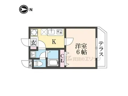 レジデンス京都伏見イースト(1K/1階)の間取り写真