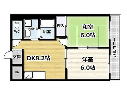 脇田建設ビル(2DK/5階)の間取り写真