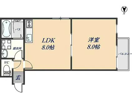 メビウス八尾レジデンス(1LDK/3階)の間取り写真