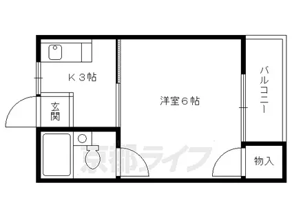ノーブル伏見(1K/2階)の間取り写真