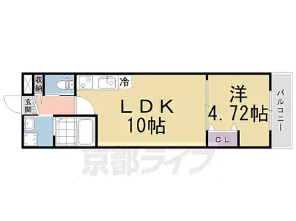 クオーレII納所(1LDK/3階)の間取り写真