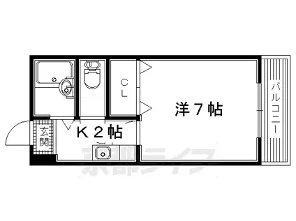 JR片町線(学研都市線) 藤阪駅 徒歩33分 3階建 築30年(1K/2階)の間取り写真