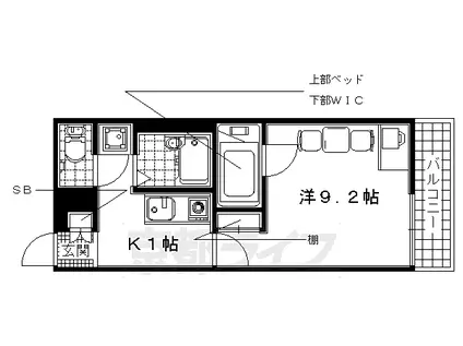 JR関西本線 平城山駅 徒歩42分 4階建 築16年(1K/2階)の間取り写真