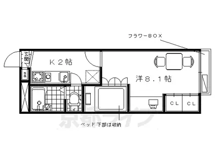 JR片町線(学研都市線) 下狛駅 徒歩6分 2階建 築20年(1K/1階)の間取り写真