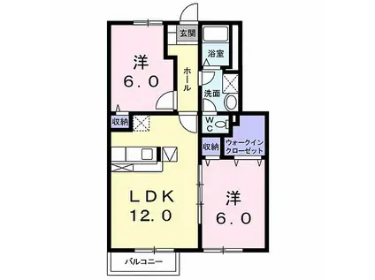 デュエル ミサキB(2LDK/1階)の間取り写真