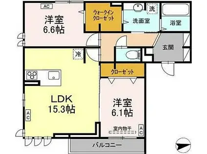 アーネスト安宅(2LDK/2階)の間取り写真