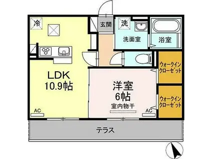 アイリーブ庄町(1LDK/1階)の間取り写真