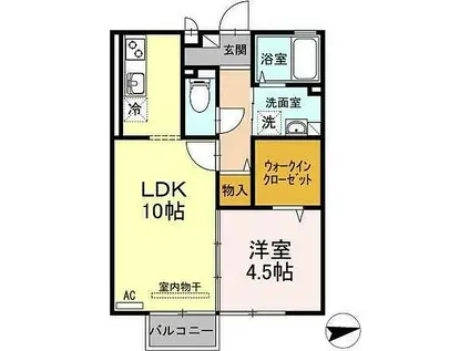 レセンテ住吉(1LDK/2階)の間取り写真