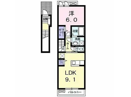 レディエンスC(1LDK/2階)の間取り写真