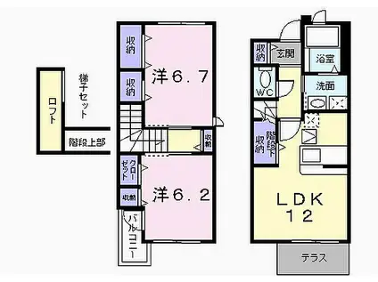 ファイン カレッジ(2LDK/1階)の間取り写真