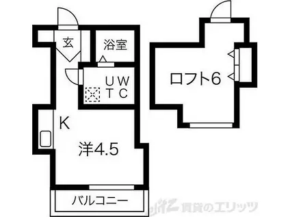 サングレートESAKAII(1K/9階)の間取り写真