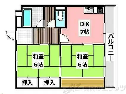 富士マンション(2DK/1階)の間取り写真