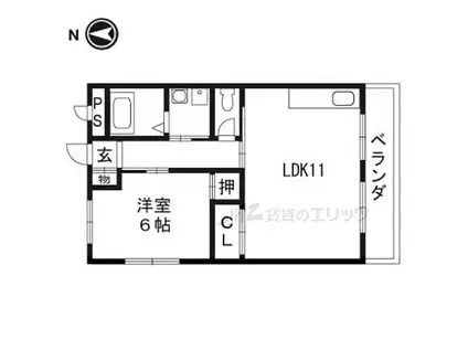 西田マンション(1LDK/1階)の間取り写真