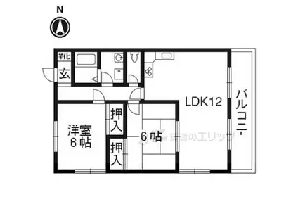奥田ハイツIII(2LDK/2階)の間取り写真