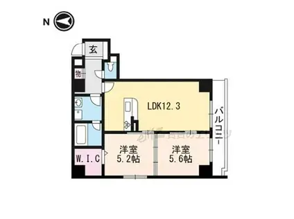 山崎マンション16高槻芥川(2LDK/5階)の間取り写真