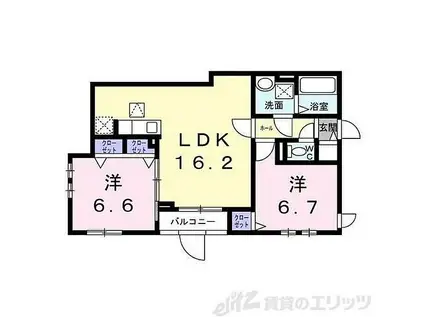 サニーレジデンス高槻本町(2LDK/1階)の間取り写真