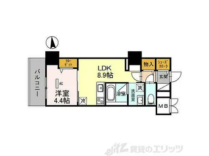 グランセジュール江坂 住居(1LDK/4階)の間取り写真