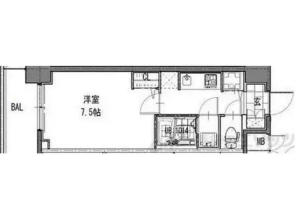 S-RESIDENCE江坂EMINENCE(1K/3階)の間取り写真