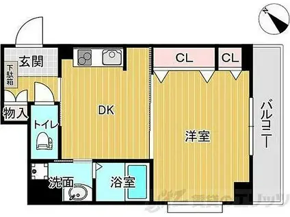 プロスパー江坂(1DK/4階)の間取り写真