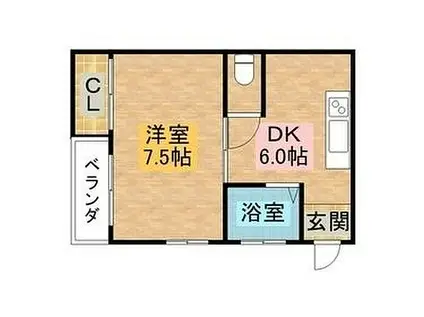 保田コーポ(1DK/2階)の間取り写真