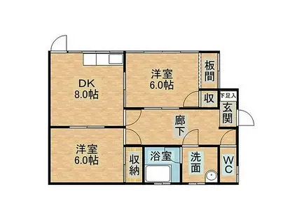 星取一丁目アパート(2DK/1階)の間取り写真