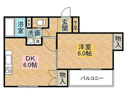 エスペランサ鍛冶屋町(1DK/6階)の間取り写真