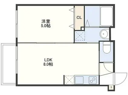 COLORER中川(1LDK/4階)の間取り写真