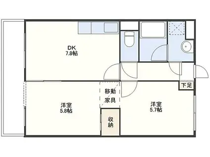 ヒルトップ住吉(2DK/1階)の間取り写真