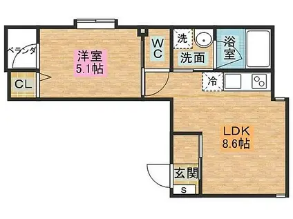 サンライズ・D(1LDK/2階)の間取り写真