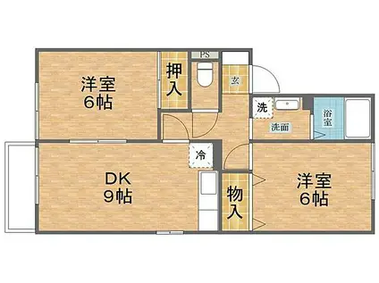サニーヒルTOGITSU(2DK/2階)の間取り写真